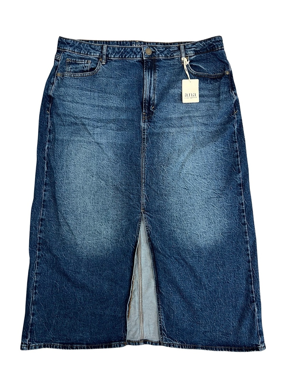 NWT a.n.a. Jean Skirt Long High Rise Women’s Size 16W Front Slit Stretch